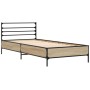 Estructura cama madera ingeniería metal roble Sonoma 90x190 cm de vidaXL, Camas y somieres - Ref: Foro24-845628, Precio: 67,7...
