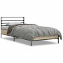 Estructura cama madera ingeniería metal roble Sonoma 90x190 cm de vidaXL, Camas y somieres - Ref: Foro24-845628, Precio: 67,7...