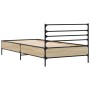 Estructura cama madera ingeniería metal roble Sonoma 90x190 cm de vidaXL, Camas y somieres - Ref: Foro24-845628, Precio: 67,7...