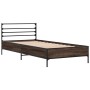 Estructura cama madera ingeniería metal roble marrón 90x200 cm de vidaXL, Camas y somieres - Ref: Foro24-845586, Precio: 77,7...