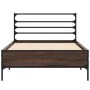 Estructura cama madera ingeniería metal roble marrón 90x200 cm de vidaXL, Camas y somieres - Ref: Foro24-845586, Precio: 77,7...