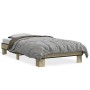 Estructura cama madera ingeniería metal roble Sonoma 90x190 cm de vidaXL, Camas y somieres - Ref: Foro24-845883, Precio: 64,7...