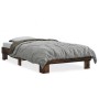 Estructura cama madera ingeniería metal roble ahumado 90x200 cm de vidaXL, Camas y somieres - Ref: Foro24-845874, Precio: 67,...