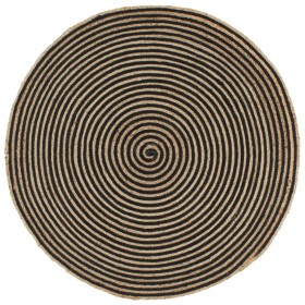 Alfombra de yute tejida a mano diseño espiral negro 90 cm en Alfombras | Comprar online en Foru.es