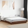 Estructura cama con luces LED madera roble marrón 140x190 cm de vidaXL, Camas y somieres - Ref: Foro24-3281132, Precio: 187,7...