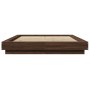 Estructura cama con luces LED madera roble marrón 140x190 cm de vidaXL, Camas y somieres - Ref: Foro24-3281132, Precio: 187,7...