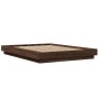 Estructura cama con luces LED madera roble marrón 140x190 cm de vidaXL, Camas y somieres - Ref: Foro24-3281132, Precio: 187,7...