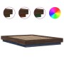 Estructura cama con luces LED madera roble marrón 140x190 cm de vidaXL, Camas y somieres - Ref: Foro24-3281132, Precio: 187,7...