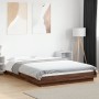 Estructura cama con luces LED madera roble marrón 135x190 cm de vidaXL, Camas y somieres - Ref: Foro24-3281139, Precio: 183,5...