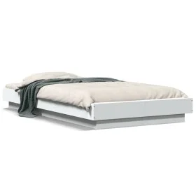 White engineered wood bed frame 100x200 cm by vidaXL, Beds and slatted bases - Ref: Foro24-3281203, Price: 141,81 €, Discount: %
