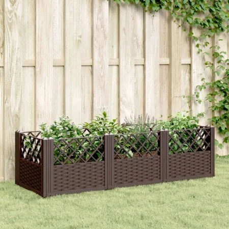 Jardinera con clavijas PP marrón 123,5x43,5x43,5 cm de vidaXL, Maceteros y jardineras - Ref: Foro24-368016, Precio: 54,87 €, ...