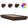 Estructura cama con luces LED madera roble marrón 90x190 cm de vidaXL, Camas y somieres - Ref: Foro24-3281153, Precio: 155,42...