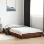 Bed frame with LED lights oak brown wood 100x200 cm by vidaXL, Beds and slatted bases - Ref: Foro24-3281118, Price: 159,94 €,...