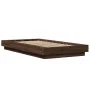 Bed frame with LED lights oak brown wood 100x200 cm by vidaXL, Beds and slatted bases - Ref: Foro24-3281118, Price: 159,94 €,...