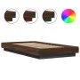 Bed frame with LED lights oak brown wood 100x200 cm by vidaXL, Beds and slatted bases - Ref: Foro24-3281118, Price: 159,94 €,...