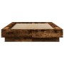 Estructura cama con luces LED madera roble ahumado 90x190 cm de vidaXL, Camas y somieres - Ref: Foro24-3281151, Precio: 150,0...