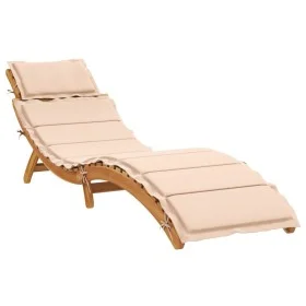 Sun lounger with beige cushion solid acacia wood by vidaXL, Loungers - Ref: Foro24-367635, Price: 164,60 €, Discount: %