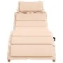 Sun lounger with beige cushion solid acacia wood by vidaXL, Loungers - Ref: Foro24-367635, Price: 164,60 €, Discount: %
