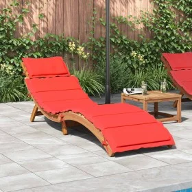 Tumbona con cojín rojo madera maciza de acacia de vidaXL, Tumbonas - Ref: Foro24-367637, Precio: 169,82 €, Descuento: %
