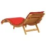 Lounger with red cushion solid acacia wood by vidaXL, Loungers - Ref: Foro24-367637, Price: 169,82 €, Discount: %