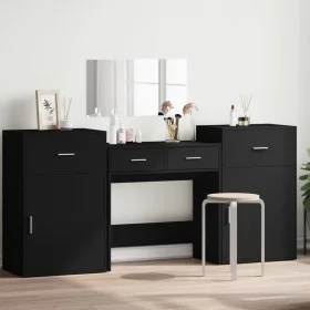 Black Engineered Wood 4-Piece Vanity Set by vidaXL, Bedroom furniture sets - Ref: Foro24-3276526, Price: 230,15 €, Discount: %