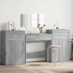 4-teiliges Waschtischset aus Holzwerkstoff in Sonoma-Grau von vidaXL, Schlafzimmermöbel-Sets - Ref: Foro24-3276530, Preis: 23...