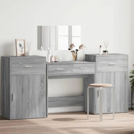4-teiliges Waschtischset aus Holzwerkstoff in Sonoma-Grau von vidaXL, Schlafzimmermöbel-Sets - Ref: Foro24-3276530, Preis: 23...