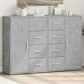 Aparadores 2 uds madera de ingeniería gris hormigón 60x31x84 cm de vidaXL, Aparadores - Ref: Foro24-3276591, Precio: 177,01 €...