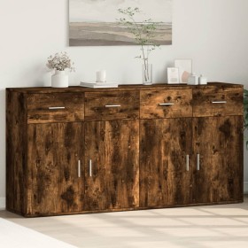 Aparadores 2 uds madera de ingeniería roble ahumado 79x38x80 cm de vidaXL, Aparadores - Ref: Foro24-3276620, Precio: 197,24 €...
