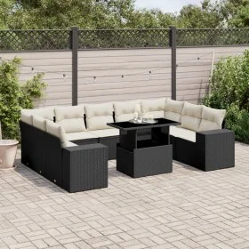 Set de sofás de jardín 10 pzas cojines ratán sintético negro de vidaXL, Conjuntos de jardín - Ref: Foro24-3269366, Precio: 65...