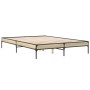 Estructura cama madera ingeniería metal roble Sonoma 140x200 cm de vidaXL, Camas y somieres - Ref: Foro24-845017, Precio: 107...