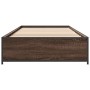 Estructura cama madera ingeniería metal roble marrón 75x190 cm de vidaXL, Camas y somieres - Ref: Foro24-845125, Precio: 68,9...