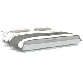 Estructura de cama con LED madera ingeniería blanco 180x200 cm de vidaXL, Camas y somieres - Ref: Foro24-3281077, Precio: 198...