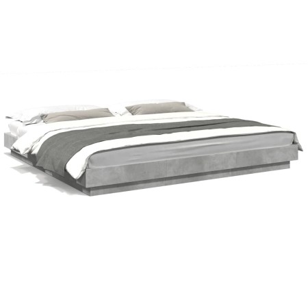 Estructura cama con luces LED madera gris hormigón 180x200 cm de vidaXL, Camas y somieres - Ref: Foro24-3281080, Precio: 202,...