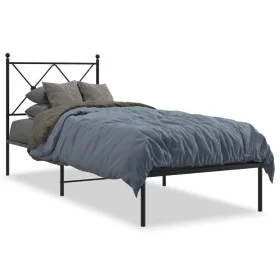 Bed frame with black metal headboard 80x200 cm by vidaXL, Beds and slatted bases - Ref: Foro24-376493, Price: 59,93 €, Discou...