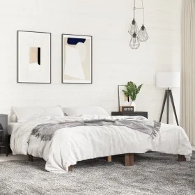 Oak brown metal engineered wood bed frame 180x200 cm by vidaXL, Beds and slatted bases - Ref: Foro24-3280226, Price: 130,81 €...