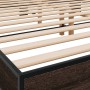 Estructura cama madera ingeniería metal marrón roble 180x200 cm de vidaXL, Camas y somieres - Ref: Foro24-3280226, Precio: 13...
