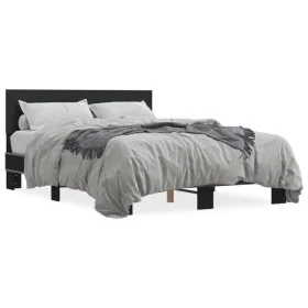Estructura de cama madera de ingeniería y metal negro 135x190cm de vidaXL, Camas y somieres - Ref: Foro24-3280207, Precio: 14...