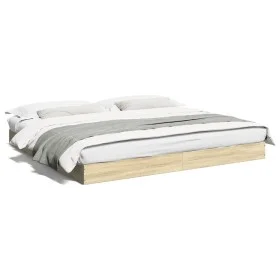 Sonoma oak engineered wood bed frame 200x200 cm by vidaXL, Beds and slatted bases - Ref: Foro24-841995, Price: 93,52 €, Disco...