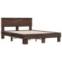 Estructura cama madera ingeniería metal marrón roble 135x190 cm de vidaXL, Camas y somieres - Ref: Foro24-3280211, Precio: 14...