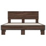Estructura cama madera ingeniería metal marrón roble 135x190 cm de vidaXL, Camas y somieres - Ref: Foro24-3280211, Precio: 14...