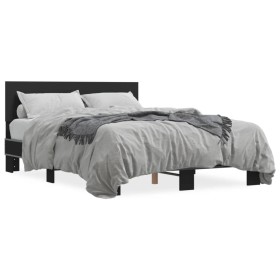 Estructura de cama madera de ingeniería y metal negro 120x200cm de vidaXL, Camas y somieres - Ref: Foro24-3280197, Precio: 14...