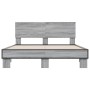 Estructura cama madera ingeniería metal gris Sonoma 140x200 cm de vidaXL, Camas y somieres - Ref: Foro24-3280195, Precio: 149...