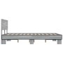 Estructura cama madera ingeniería metal gris Sonoma 140x200 cm de vidaXL, Camas y somieres - Ref: Foro24-3280195, Precio: 149...