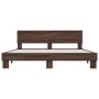 Estructura cama madera ingeniería metal marrón roble 200x200 cm de vidaXL, Camas y somieres - Ref: Foro24-3280176, Precio: 16...