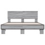 Estructura cama madera ingeniería metal gris Sonoma 120x190 cm de vidaXL, Camas y somieres - Ref: Foro24-3280205, Precio: 140...
