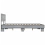 Estructura cama madera ingeniería metal gris Sonoma 120x190 cm de vidaXL, Camas y somieres - Ref: Foro24-3280205, Precio: 140...
