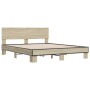 Estructura cama madera ingeniería metal roble Sonoma 160x200 cm de vidaXL, Camas y somieres - Ref: Foro24-3280183, Precio: 14...