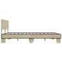 Estructura cama madera ingeniería metal roble Sonoma 160x200 cm de vidaXL, Camas y somieres - Ref: Foro24-3280183, Precio: 14...