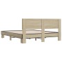 Estructura cama madera ingeniería metal roble Sonoma 160x200 cm de vidaXL, Camas y somieres - Ref: Foro24-3280183, Precio: 14...